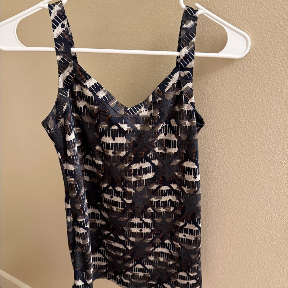 NIC+ZOE Geometric Print Camisole in Blue and Cream
